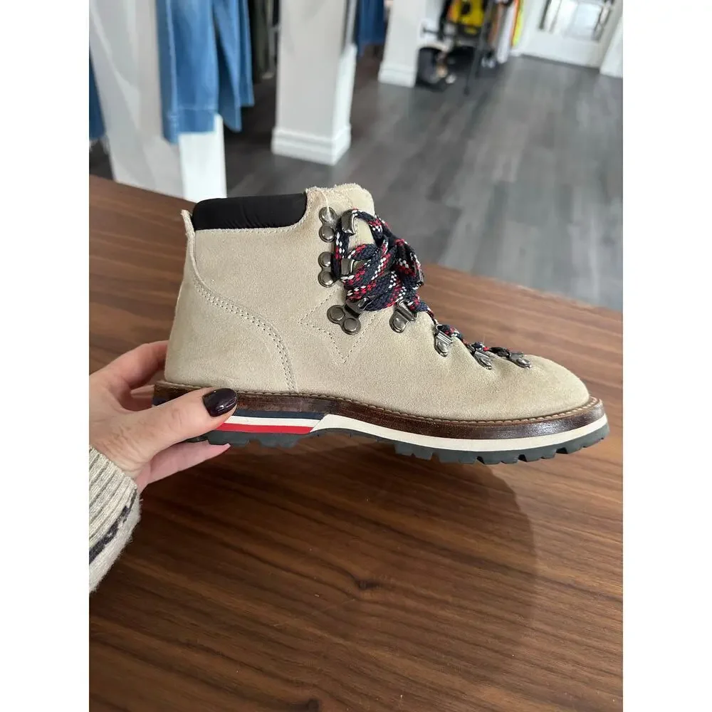 Moncler Blanche Shearling Lined Suede Ankle Boots Size 35(5)